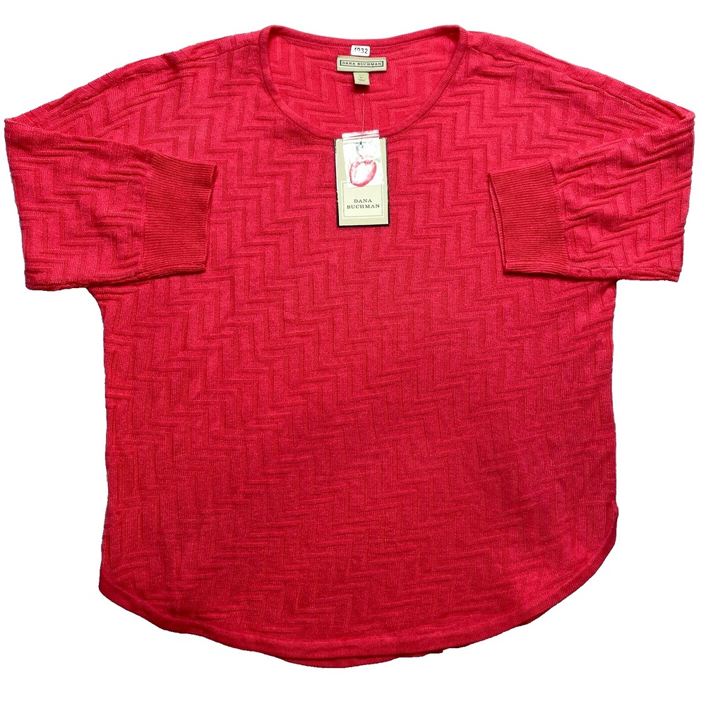 Dana Buchman Sweater Womens XL Pink 3/4 Sleeve Dolman Knit Pullover $40
